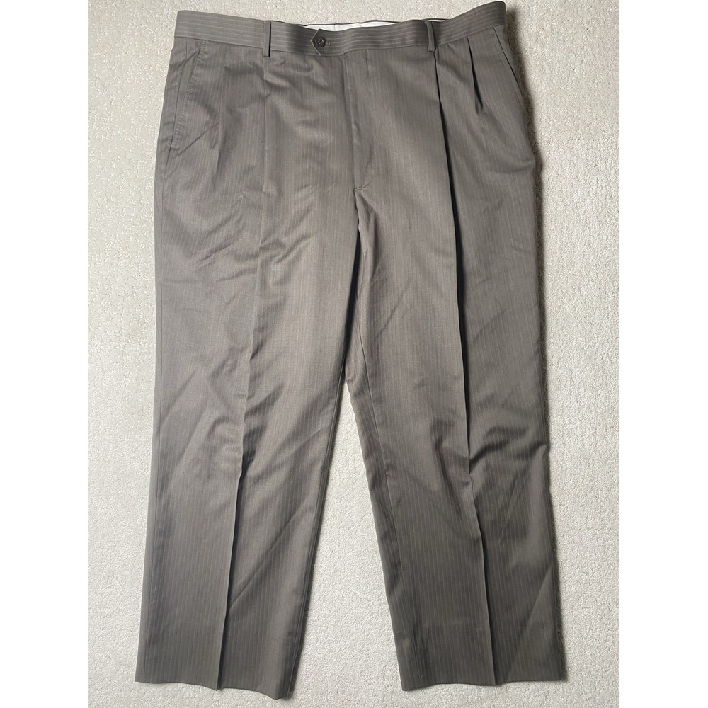 Joseph Feiss Gray 100% Wool Pleated Cuffed‎ Dress Pants Men's 42 High Waist